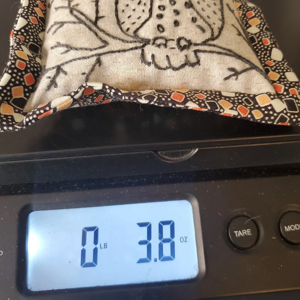 Hand Embroidered Forest Owl Bean Bag Night Time Scene Approximately 5 Inches
